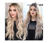 perruque ondulée Perruque blonde de dentelle synthétique de la dentelle synthétique avec la séparation du milieu 26 pouces longues perruques de dentelle synthétique ondulée for femmes perruques à haut