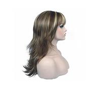 perruque ondulée Perruque naturel en couches longues raies cheveux synthétiques brunr bruns noires for femmes noires perruques de cheveux synthétiques naturels(03)