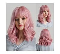 perruque ondulée Perruque Synthetic Medium Long Body Wave avec frange 14inch Cosplay Daily Wigs Naturel Perruques naturelles for femmes Perruque de cheveux à fibre résistante à la chaleur douce perruq