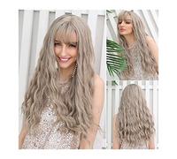 perruque ondulée Perruque synthétique avec bangs Wavy Wavy Perruques longues for femmes Filles Perruque résistante à la chaleur en fibre synthétique for une utilisation quotidienne 24 pouces perruques