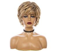perruque ondulée Perruque Synthétique courte avec franges Root foncé ombre couleur haute densité de haute densité de têtes naturelles résistant à la chaleur perruque de cheveux for femmes de rêve glac