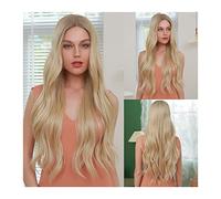 perruque ondulée Perruques à haute onde blonde blonde blonde Blonde WIG 26 pouces de synthèse à haute température for femmes 150% Densité résistant à la chaleur Dentelle Perruques de dentelle perruque