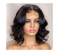 perruque ondulée Perruques de dentelle Synthetic Dentelle Bob Wavy Dentelle Perruques frontales avec cheveux naturels de 16-22 pouces Fibre résistant à la chaleur Cheveux synthétiques for femmes noire