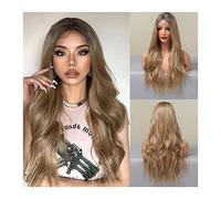 perruque ondulée Perruques de synthèse à haute densité de haute dentelle blonde ombre blonde perruque synthétique à haute densité à haute densité avec poils bébé résistant à la chaleur perruque transp