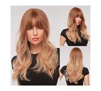 perruque ondulée Perruques synthétiques 24inch brun Cosplay perruque 150% Densité Vague d'eau longue Naturelle avec franges Soft Tempret Fibre Wig for femmes perruques de cheveux synthétiques naturels