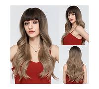 perruque ondulée Perruques synthétiques 24inch brun Cosplay perruque 150% Densité Vague d'eau longue Naturelle avec franges Soft Tempret Fibre Wig for femmes perruques de cheveux synthétiques naturels