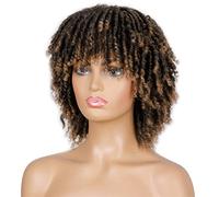 perruque ondulée Perruques synthétiques courtes douces for femmes noires de 14 pouces à haute température à haute température Crochet Twist Hair perruques de cheveux synthétiques naturels(H)