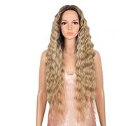 perruque ondulée Synthetic dentelle perruque longue profondeur onduleuse ombre blonde perruques haute température perruques synthétiques for femmes de cosplay noir perruques de cheveux synthétiques na