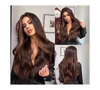 perruque ondulée Synthétiques cheveux longs vague d'eau Ombre Perruque de milieu brun foncé for femmes Natural Synthetic The Heat Perruks Perruques naturelles perruques de cheveux synthétiques naturel