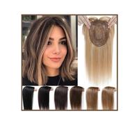 Perruque ondulée Topper de cheveux humains avec frange 12 × 13 cm postiche à base de soie 10-14" pince à cheveux indien Remy dans l'extension de cheveux raides for les femmes aux cheveux clairsemés Po