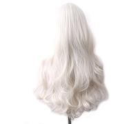 perruque ondulée Wavy Cheveux Synthetic Wig Long Blue Cosplay Perruques for Femmes Couleur Rouge Rose Rose Blonde Purple Brun Vert Black Bourgogne perruques de cheveux synthétiques naturels(Blanc)