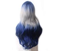 perruque ondulée Wavy Cheveux Synthetic Wig Long Blue Cosplay Perruques for Femmes Couleur Rouge Rose Rose Blonde Purple Brun Vert Black Bourgogne perruques de cheveux synthétiques naturels(7)