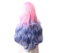 perruque ondulée Wavy Cheveux Synthetic Wig Long Blue Cosplay Perruques for Femmes Couleur Rouge Rose Rose Blonde Purple Brun Vert Black Bourgogne perruques de cheveux synthétiques naturels(P4/30)