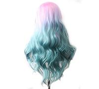 perruque ondulée Wavy Cheveux Synthetic Wig Long Blue Cosplay Perruques for Femmes Couleur Rouge Rose Rose Blonde Purple Brun Vert Black Bourgogne perruques de cheveux synthétiques naturels(10)