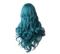 perruque ondulée Wavy Cheveux Synthetic Wig Long Blue Cosplay Perruques for Femmes Couleur Rouge Rose Rose Blonde Purple Brun Vert Black Bourgogne perruques de cheveux synthétiques naturels(Green)