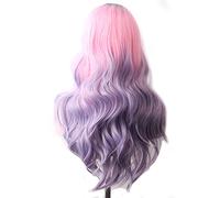perruque ondulée Wavy Cheveux Synthetic Wig Long Blue Cosplay Perruques for Femmes Couleur Rouge Rose Rose Blonde Purple Brun Vert Black Bourgogne perruques de cheveux synthétiques naturels(9)