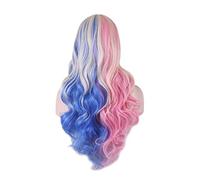 perruque ondulée Wavy Cheveux Synthetic Wig Long Blue Cosplay Perruques for Femmes Couleur Rouge Rose Rose Blonde Purple Brun Vert Black Bourgogne perruques de cheveux synthétiques naturels(4)