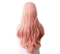 perruque ondulée Wavy Cheveux Synthetic Wig Long Blue Cosplay Perruques for Femmes Couleur Rouge Rose Rose Blonde Purple Brun Vert Black Bourgogne perruques de cheveux synthétiques naturels(Orange)