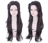 Perruque parfaite pour les fêtes quotidiennes avec lame en S Kazomon Charjiro tourne sexuellement au brun, se redresse progressivement, cheveux longs Cos perruque