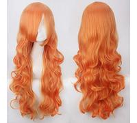 Perruque parfaite pour les fêtes quotidiennes Cos perruque couleur Anime perruque bouton net haute température fil universel 80 cm de long cheveux bouclés couleur K027-21 (80 cm kumquat)