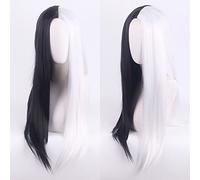 Perruque parfaite pour les fêtes quotidiennes Cos Wig 101 Loyal Dog Cruella De Vil Kuila Noir et Blanc Sorcière Couleur assortie Cheveux courts bouclés Couleur : Yn346{70 cm}