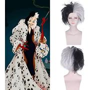 Perruque parfaite pour les fêtes quotidiennes Movie Cuira De Ville Cos Semi-Noir et Blanc Bicolore Afro Cos Perruque