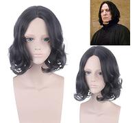 Perruque parfaite pour les fêtes quotidiennes Professeur Noir Point milieu cheveux courts bouclés Cos perruque