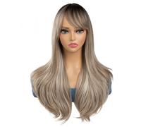 Perruque Perruque brune longue dégradée, perruque longue et droite avec frange, perruque naturelle for femmes, adaptée à la perruque de Cosplay Perruques quotidiennes