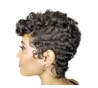 Perruque Perruque courte bouclée noire mignonne ondulée for femmes afro-américaines, perruques synthétiques de fête for hommes Femmes