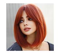 Perruque Perruque courte droite rouge marron for femmes fête quotidienne synthétique partie centrale blonde Bob perruque résistant à la chaleur fibre Lolita Cosplay Perruques Cheveux