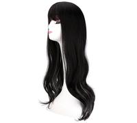Perruque Perruque de cheveux, cheveux longs et bouclés ondulés for femme avec frange complète, couvre-chef complet en soie à haute température en fibre chimique simulée Perruques quotidiennes
