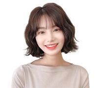 Perruque Perruque De Dames Brown Bangs True Head Et Short Hair Fluffy Human Caractère Quotidien De Quotidienne Cosplay