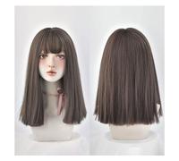 Perruque Perruque droite avec frange for femmes, charmante perruque for cheveux longs et raides, perruque marron noire, adaptée à une utilisation quotidienne en fête Perruques(02)