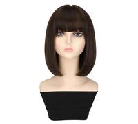 Perruque Perruque Femme Haut Tendance Pleine Tête Cheveux Courts Madame Droite Cheveux Courts Perruque Synthétique Quotidien Fête Perruque Perruques quotidiennes(A)