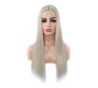 Perruque Perruque Lace Front Wig synthétique blanche, cheveux longs et lisses, blond platine, perruques de fête for hommes Femmes