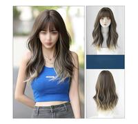 Perruque Perruque longue bouclée ondulée, perruque longue blonde dégradée, perruque naturelle for femmes, adaptée aux fêtes et aux rendez-vous quotidiens Perruques quotidiennes