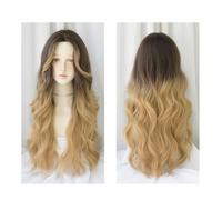 Perruque Perruque longue bouclée ondulée, perruque longue blonde dégradée, perruque naturelle for femmes, adaptée aux fêtes et aux rendez-vous quotidiens Perruques quotidiennes