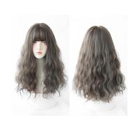 Perruque Perruque longue brune noire for femmes, perruque longue et droite, perruque synthétique à frange complète de 20 pouces, adaptée à une utilisation quotidienne en soirée Perruques(02)