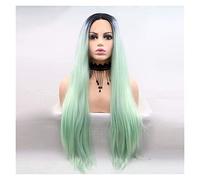 Perruque Perruque Longue Droite Vert Menthe Partie Médiane Colorée, Dégradé Noir Pour Femme Perruques Fête Cosplay Quotidien De Quotidienne Cosplay
