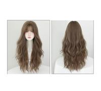 Perruque Perruque ondulée for femmes avec frange, charmante perruque for cheveux longs ondulés, perruque marron noir, adaptée à une utilisation quotidienne en fête Perruques quotidiennes(03)