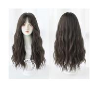 Perruque Perruque ondulée noire marron naturelle for femme, longue perruque ondulée bouclée d'aspect naturel, perruque en fibre synthétique résistante à la chaleur, adaptée aux fêtes et aux rendez-vou