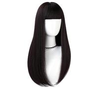 Perruque Perruque Perruque de cheveux longs et raides simulés for femme avec frange Cheveux simulés Perruque naturelle réaliste Perruques quotidiennes