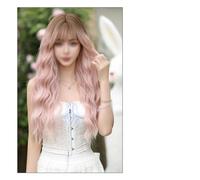 Perruque Perruque rose dégradé, perruque longue ondulée, perruque résistante à la chaleur, adaptée aux festivals de musique, soirées à thème, mariages, concerts, rendez-vous Perruques