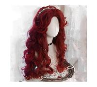 Perruque Perruque rouge for femme, longue perruque de cheveux synthétiques bouclés ondulés, perruque synthétique résidente de chaleur avec séparation moyenne for cosplay quotidien Perruques Cheveux