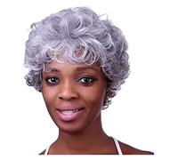 Perruque Perruque synthétique bouclée courte for femmes, gris argenté, blanc, for mère, personnes âgées, dame, Cosplay, perruques de grand-mère, perruques de fête for hommes Femmes