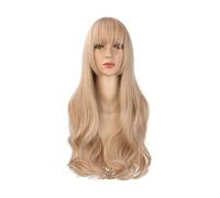 Perruque Perruque synthétique ondulée for femme, perruque longue ondulée avec frange for mariage, rendez-vous quotidien Femmes (Color : A)