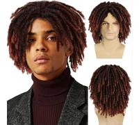 Perruque Perruque synthétique tressée courte pour hommes, perruque Afro Bob ombré marron au Crochet, perruque Dreadlock naturelle, perruque Rasta