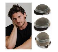 Perruque, Perruque toupet Hollywood Lace Front blanchie for hommes, cheveux naturels respirants, Swiss Lace, systèmes de prothèse capillaire Postiche(Light Brown,7x9)