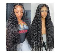 Perruque Perruques avant en dentelle à vague d'eau for femmes pré-plumées avec des cheveux de bébé 14-38" Perruques de cheveux humains bouclés à longue vague Perruques Cheveux(4x4 Lace Closure Wig,20i