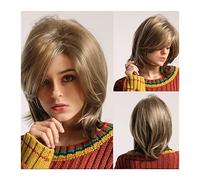 Perruque Perruques de remplacement cheveux perruques synthétiques avec frange des droites brunes moyennes for femmes résistantes à la chaleur poils Party Perruques(B)